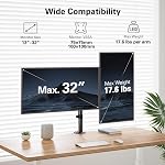 HUANUO Support de moniteur double pour écrans 13-30 pouces 22lbs Par bras 75x75mm & 100x100mm VESA | C-Clamp & Mont Grommet , y compris la gestion des câbles & USB Appui