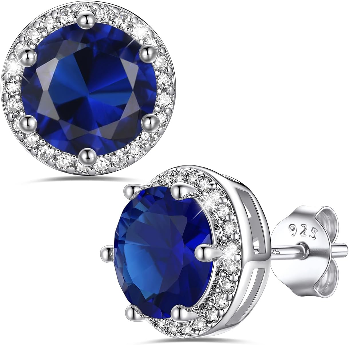 Bestyle Authentic 925 Sterling Silver 2 Carat Birthstone Earrings for Women, More Sparkle Heart/Round Solitaire Diamond Studs Earrings, Great Birthday/Christmas/Anniversary Jewelry for Wife Mother