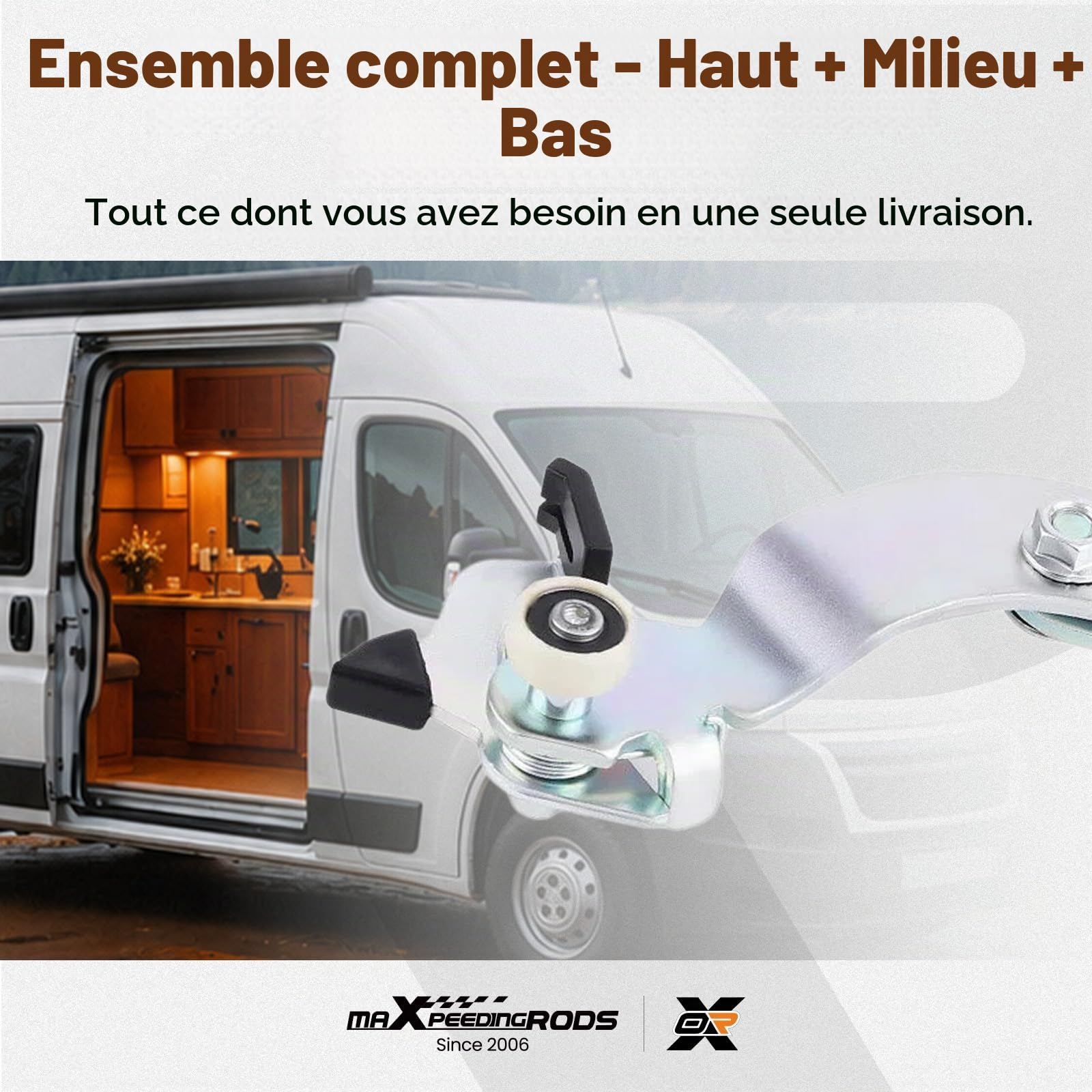 maXpeedingrods Jeu Complet de 3 Rouleaux Porte Coulissante Droite Pour Fiat Ducato 2006-2024 Pour Peugeot Boxer Pour Citroen Jumper 1344239080 9033.S3 68271843AA Haute Qualité Silencieuse