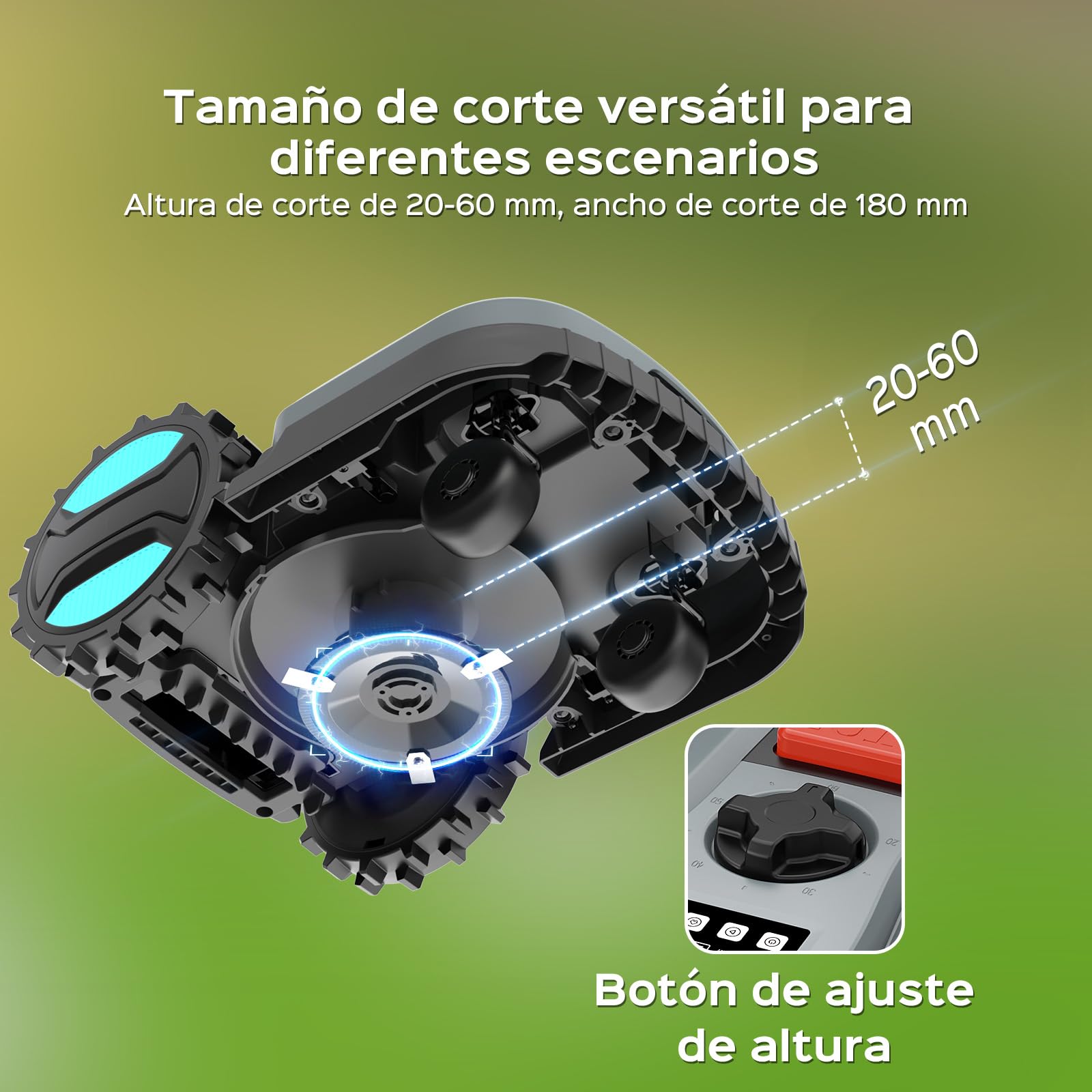 YARDCARE E400 Robot Cortacesped con Control App,hasta 400m²，Altura de Corte de 20 a 60 mm, Sensor de Lluvia, Robot Cortacésped 18 cm de Ancho de Corte,Menos de 60 dB
