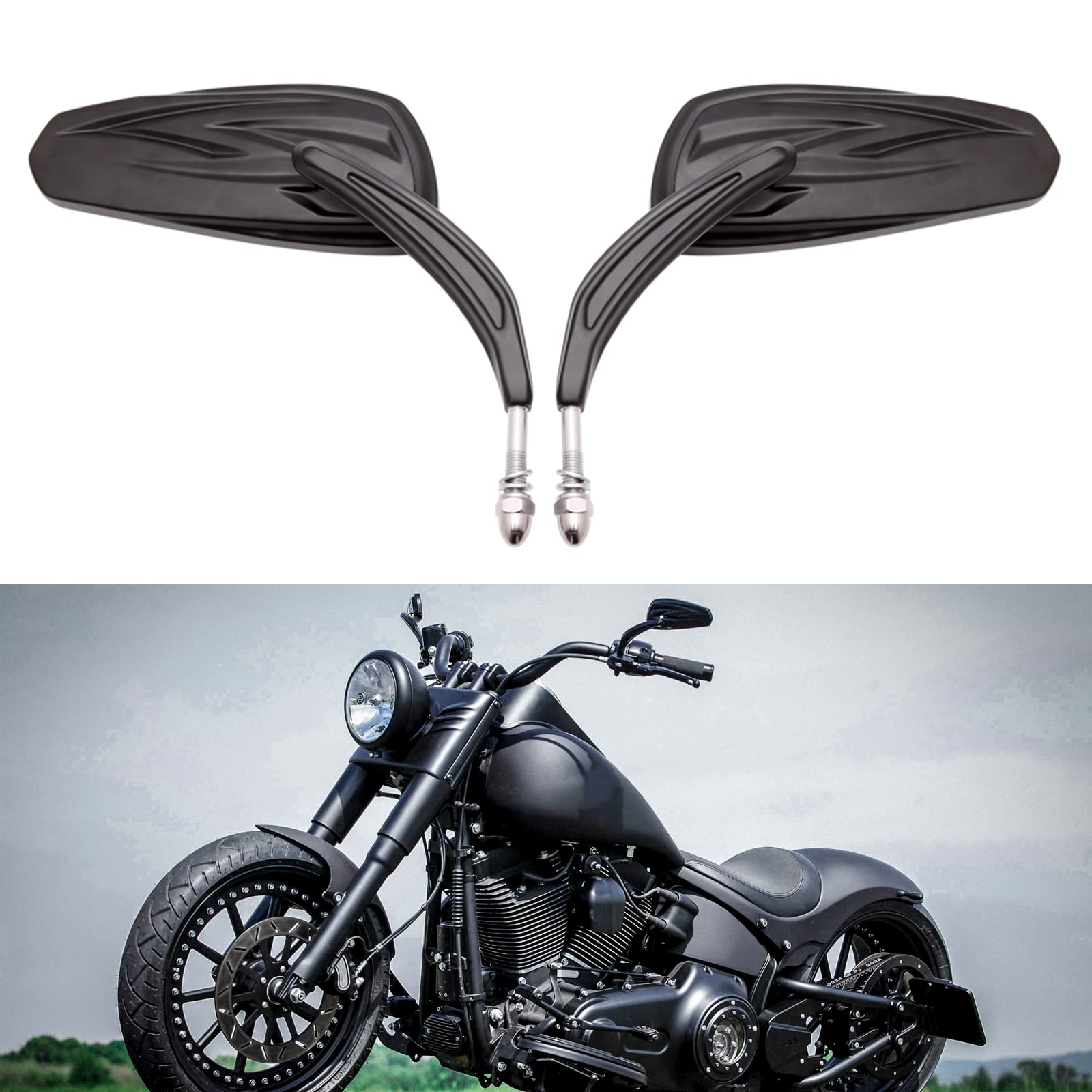 DREAMIZER Rétroviseur de Moto, 8mm Miroir de Moto Remplacement pour Sportster XL883 1200 Dyna Softail Street Glide Electra Glide Road Glide