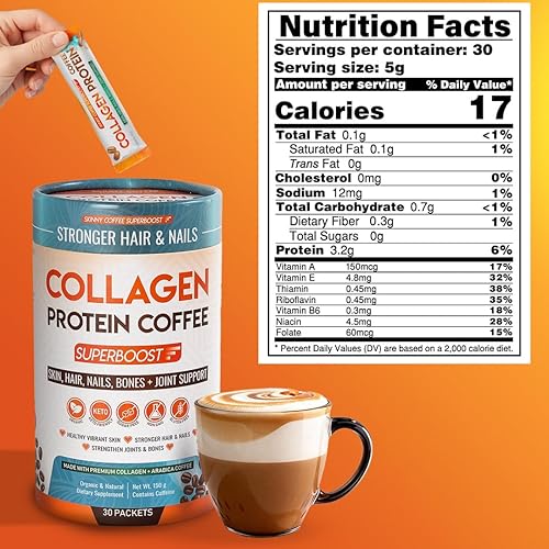 Miniatura 7 de Polvo de péptidos de café con proteína de colágeno  para una mejor concentración, energía, digestión, hinchazón e inmunidad para mujeres y hombres