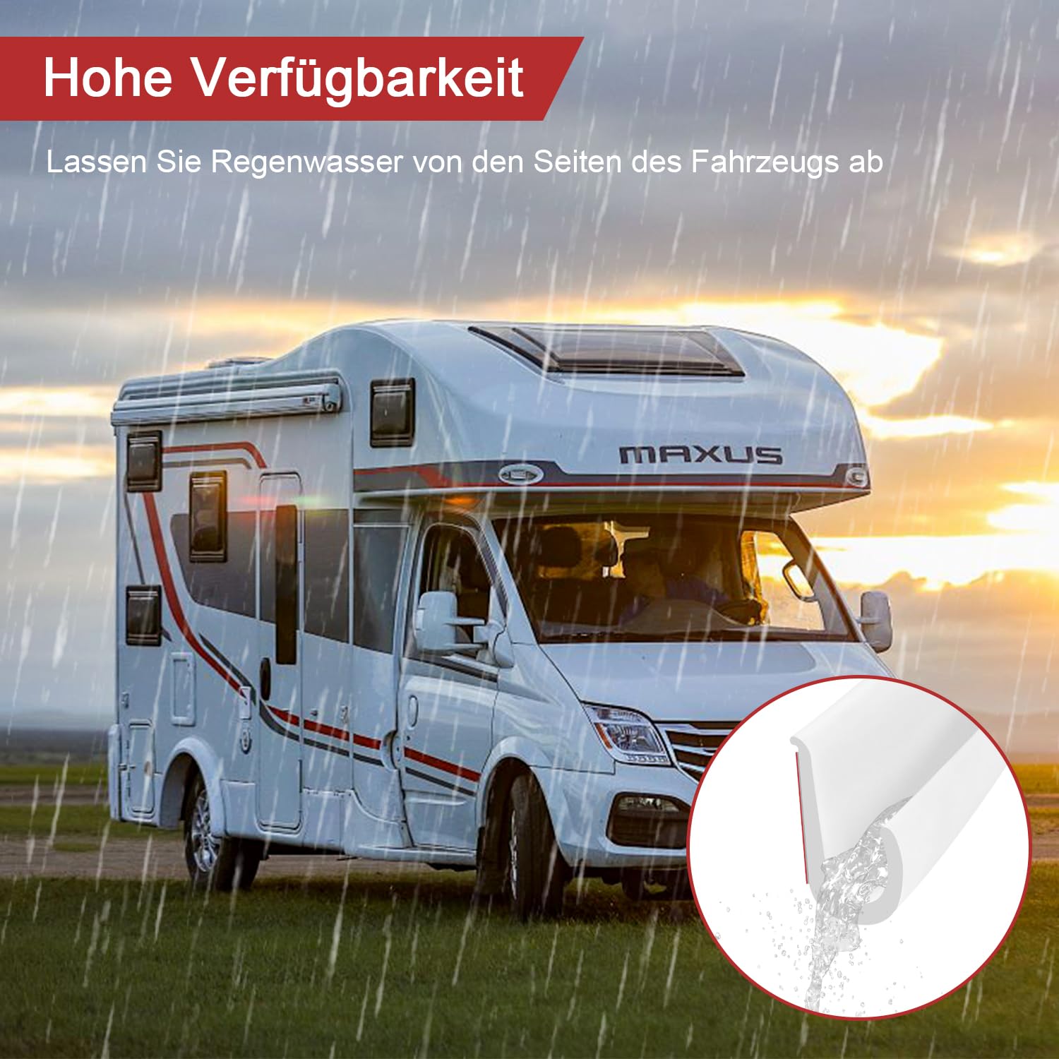 CVILL RV Regenrinne PVC – J-förmige Tropfführung, 4,8 M, Schwarz – Für Auto, Wohnwagen, Dach – Selbstklebend, Flexibel
