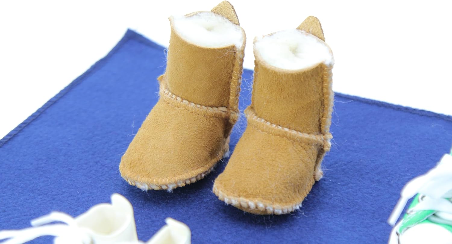 Montessori Stereognostic Bag with Paired Mini Shoes, Sensory Matching Set, Mini Shoes Collection with Storage Bag, Felt Mat