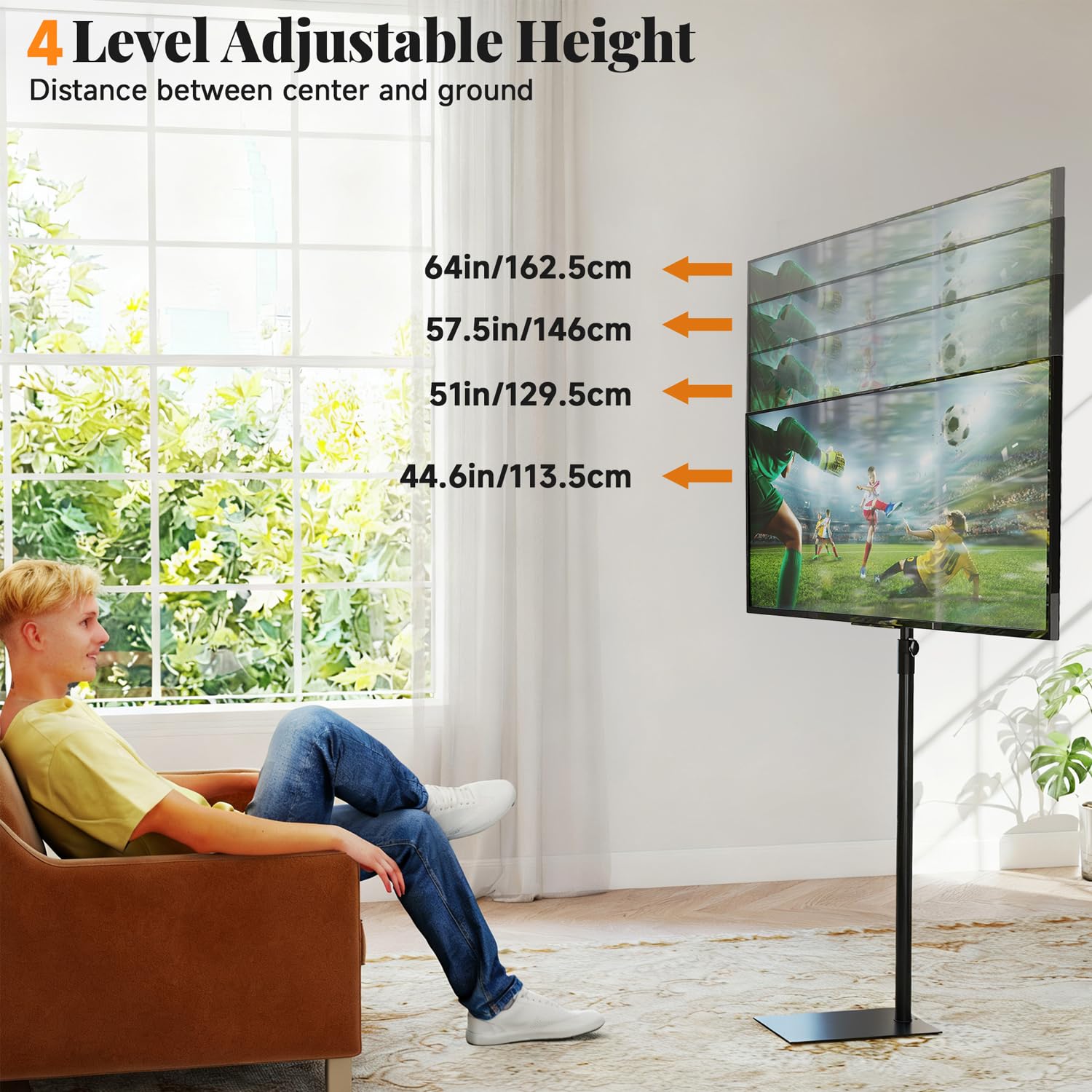 Supporto TV da Pavimento 360° Girevole Universale Supporto TV Alto Regolabile in Altezza e Inclinazione Supporto TV da Pavimento Extra per TV da 14 a 43 Pollici Supporto TV Autoportante per