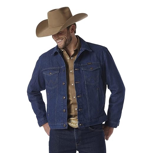 Wrangler Jaqueta jeans masculina estilo caubói, sem forro