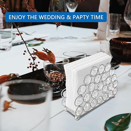 Miniatura 6 de XB'ANG Servilleteros para mesa, juego de 2, servilleteros de cuentas de cristal para servilletas de papel, dispensador moderno de pañuelos para