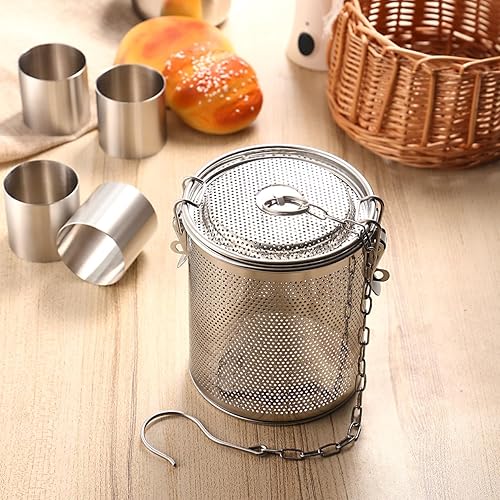 Miniatura 7 de Yardwe Bola de especias de acero inoxidable, colador de té de malla fina, infusor de té de acero inoxidable con gancho de cadena extendido para
