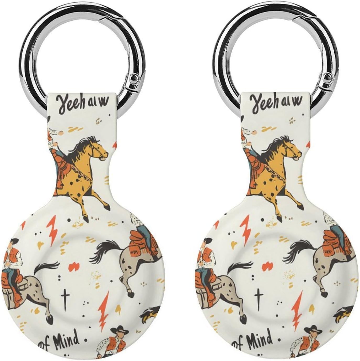 Yeehaw State of Mind Funny Cover Compatible with AirTag Case Protector GPS Tracker Holder with Keychain