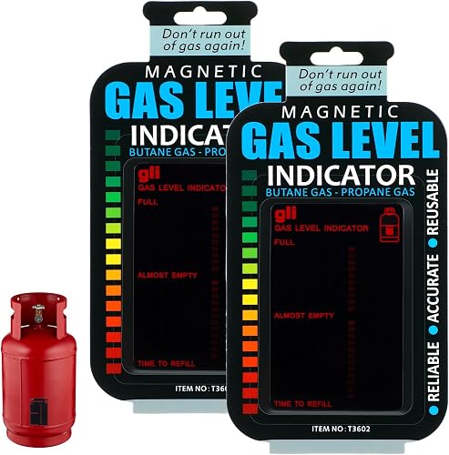 2 Pcs Magnetic Gas Level Indicator Reusable Propane Tank Gauge Fuel Level Indicators Sticker Tank Gauge for Kitchen Home Tool Barbecues Outdoor Camping