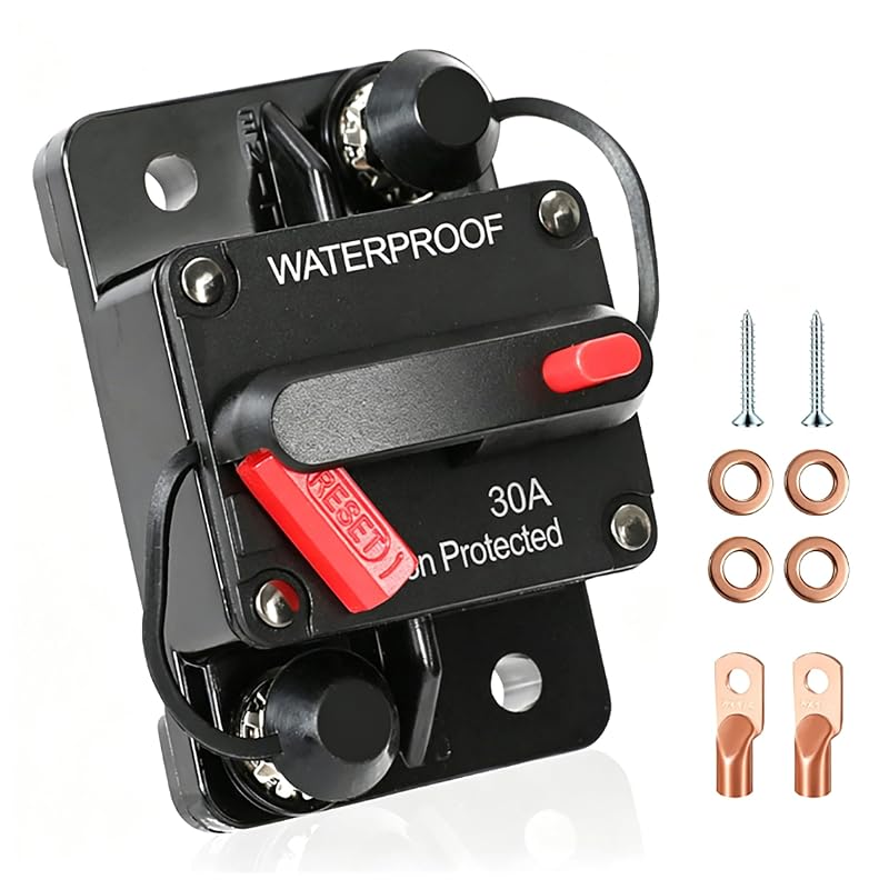 Disjuntor automotivo 30 A com reset manual IGEYAPA, à prova d’água, 12–48 V CC – 1 unidade