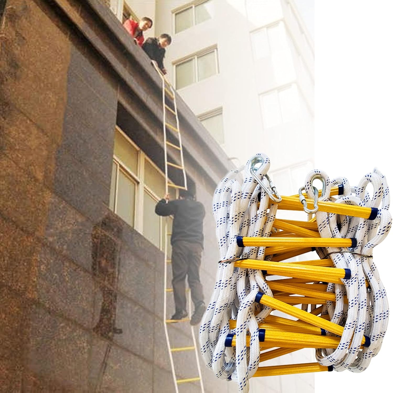 Fire Escape Ladder, Portable Stepladder with Non-Slip Pedal for Kids and Adults Escape from Window and Balcony, Compact and Reusable (Color : A, Size : 8m): Furniture & Decor