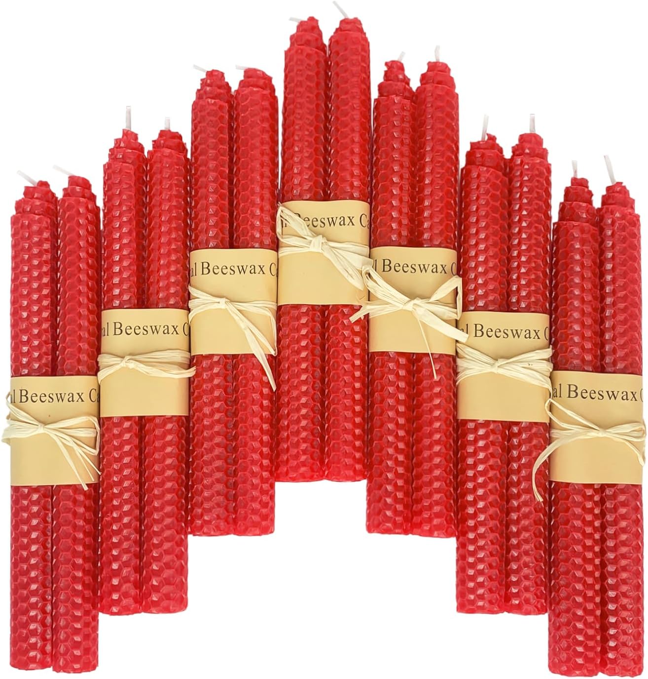 Lacaser Natural Beeswax Red Taper Candles Bulk Pack of 14 pcs, Unscented Red Long Candlesticks 9 Inches Each, Burning Time 4 Hours