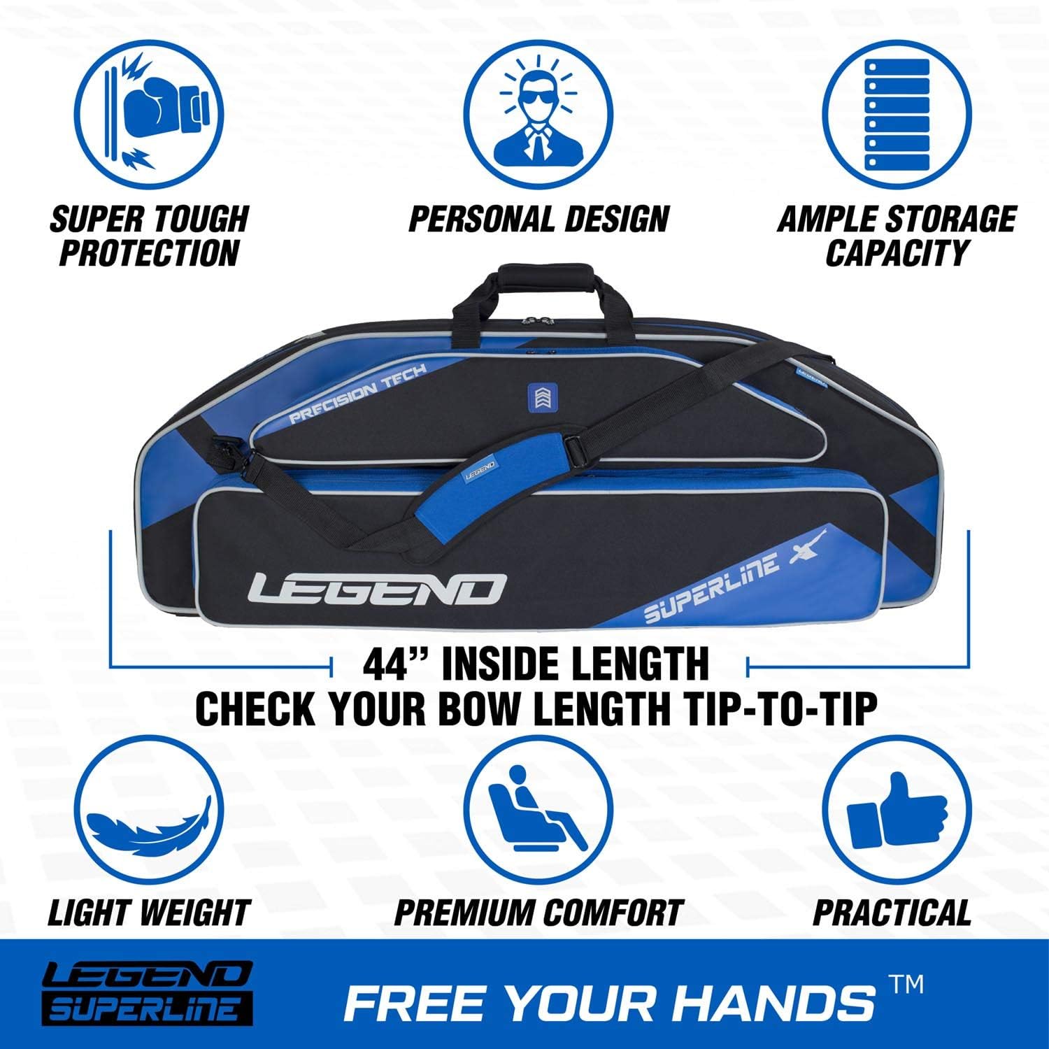 Legend Superline Soft Bow Case for Compound Bow - Thick Padded Compound Bow Case with Backpack & Shoulder Straps, Multiple Pockets, Arrow Tube Holder - Archery Bag for Gear & Accessories - 44"