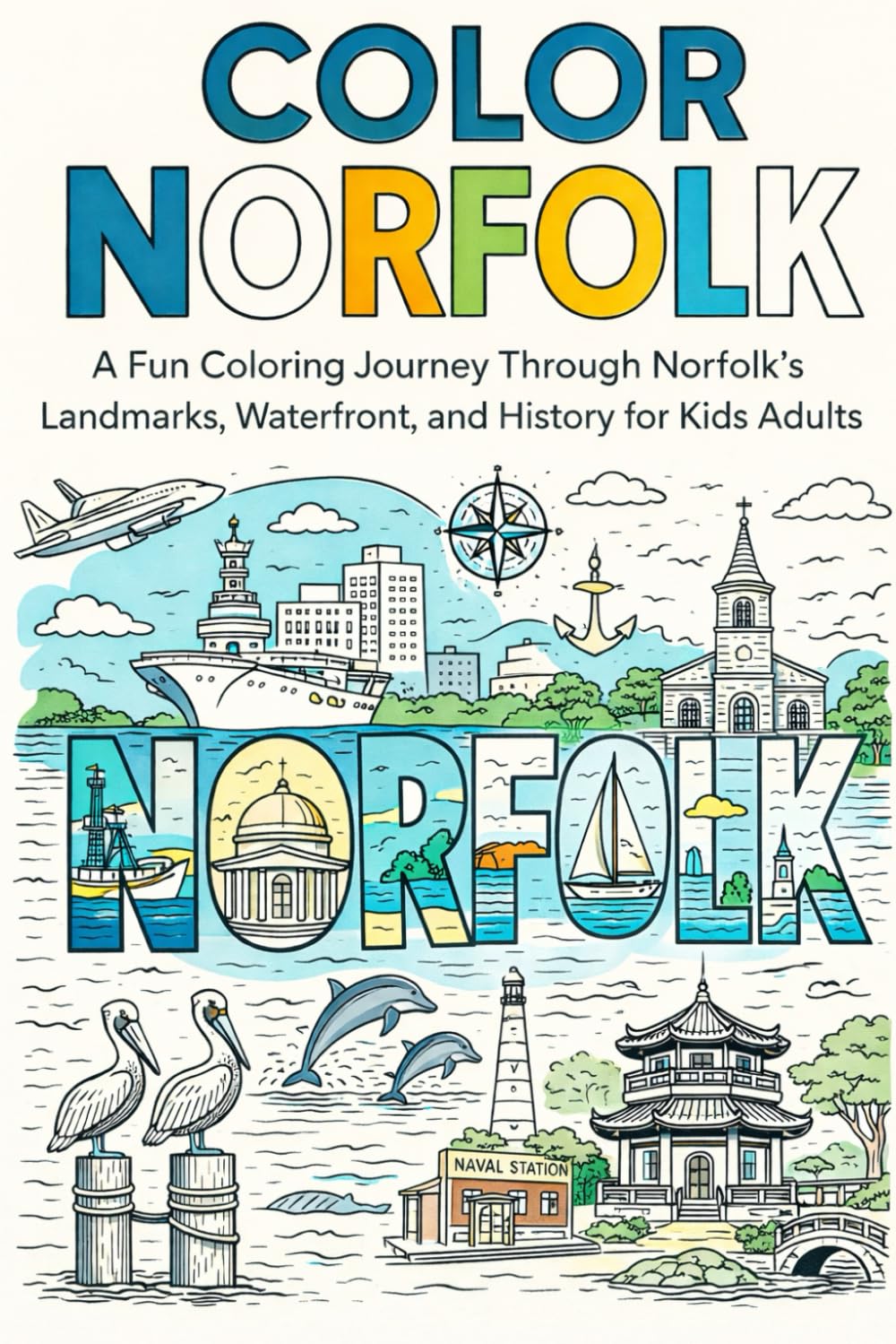 Color Norfolk! A Fun Coloring Journey Through Norfolk, Virginia’s Landmarks, Waterfront, and History for Kids and Adults