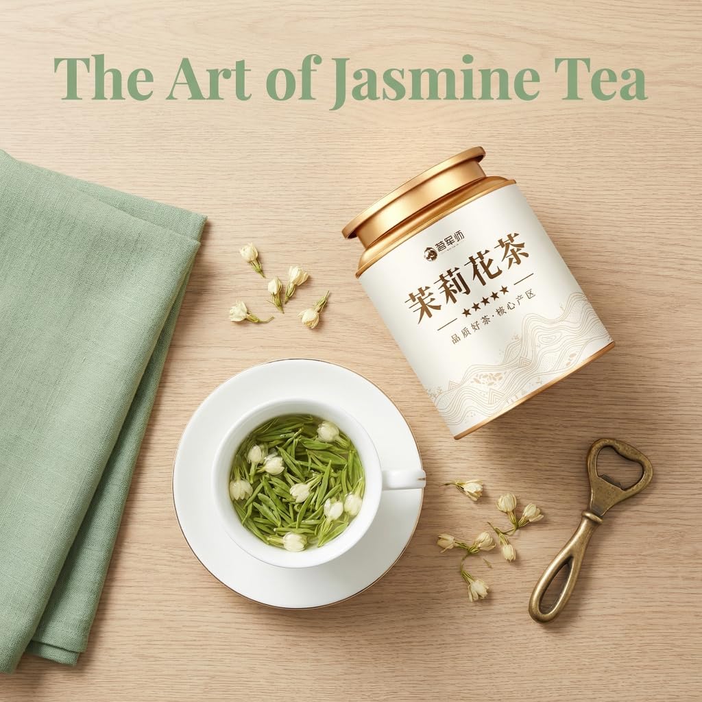 Tè Verde Al Gelsomino 250g × 2 | Tè Verde in Foglie Sciolte Di Qualità Premium 17,64oz | Ricco Aroma Floreale, Gusto Morbido | Per Sé Stessi O Per Donare