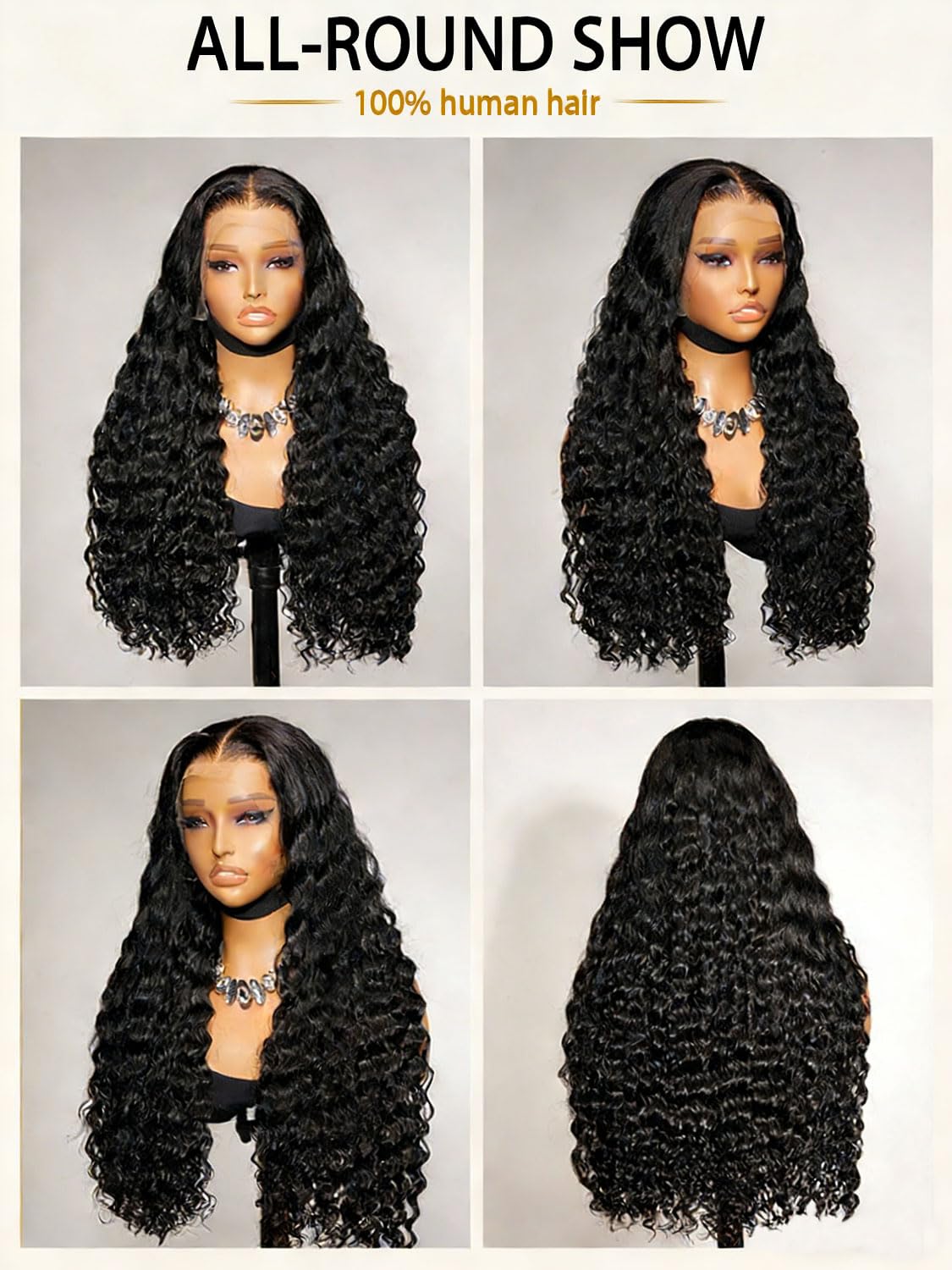 Peerless 28 Inch 13x6 Deep Wave Full Lace Front Wigs Human Hair 200% Density HD Frontal Wigs for Black Women No Synthetic Blend Pre Plucked Glueless Curly Human Hair Wig Natural Color