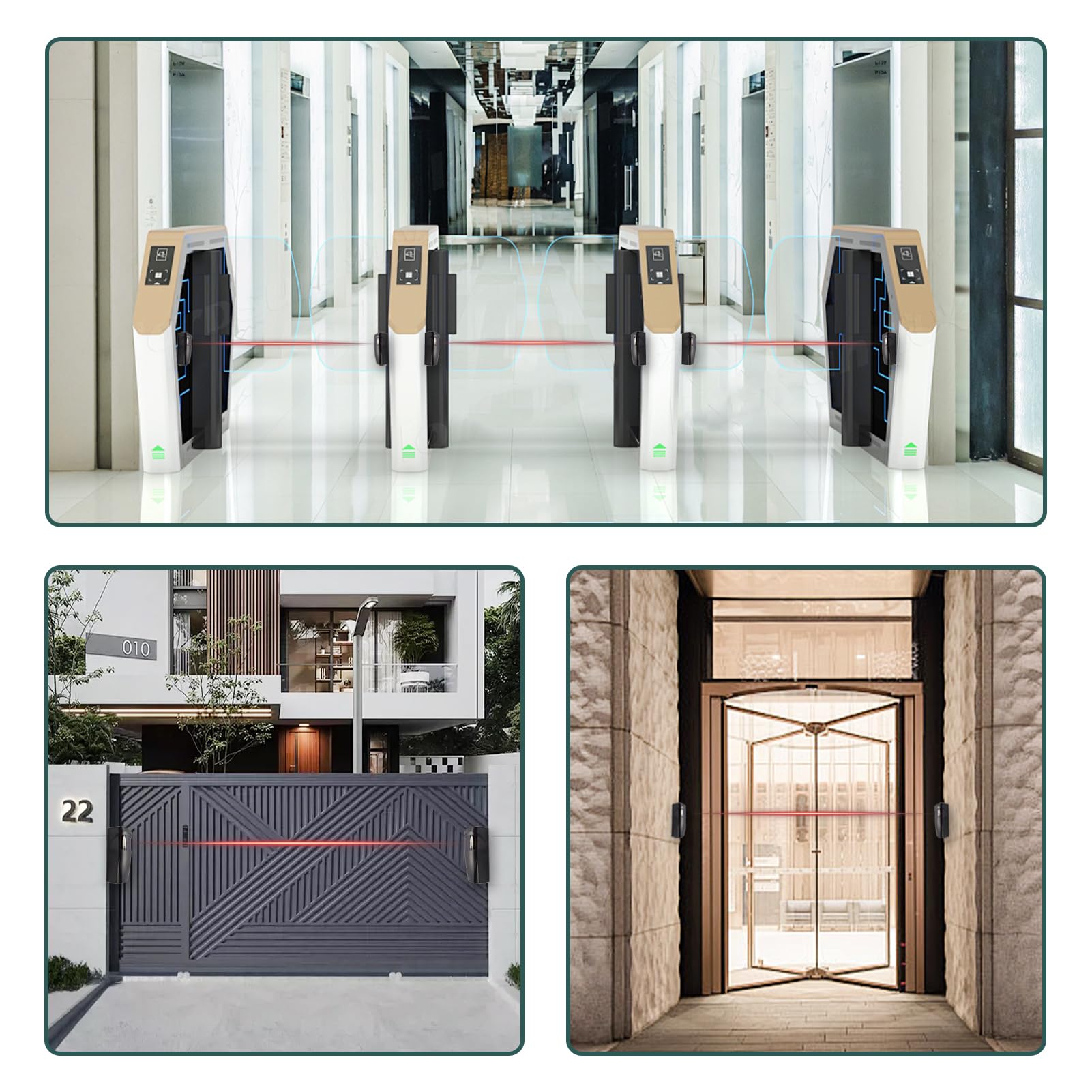 Fotocélulas Infrarrojos Universales, Fotocelula Sensor Puerta Garaje, para Automatización de Puertas y Cancelas de Garaje, Ajustables 180°, Protección IP55, con Filtro Solar, Compatible AC/DC 12-24V