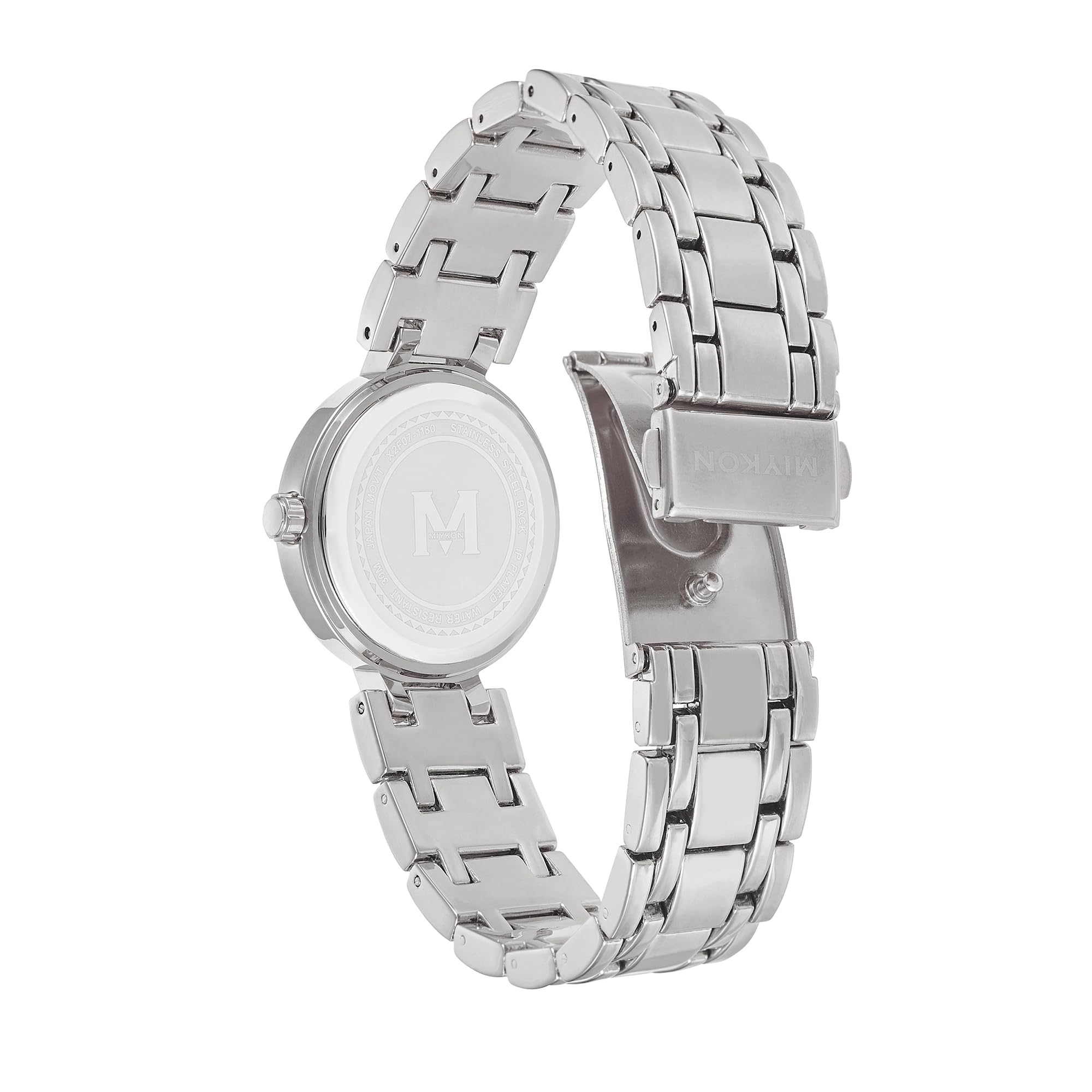 Miykon Silber- und Gold-Uhren für Damen, kleine zierliche Damenuhr mit echten Kristallen, ionenpoliertes Damen-Schmuckarmband, kratzfestes Glas, japanisches Quarz, 30,5 m wasserdicht