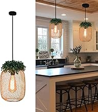 Groeien Gold Finish Metal Mesh Leaf Hanging Pendant Ceiling Lamp Fixture | Chandelier for Home, Indoor, Outdoor,Living Room, Bedroom(Bulb Included) (MeshLeaf-Gold, 1)