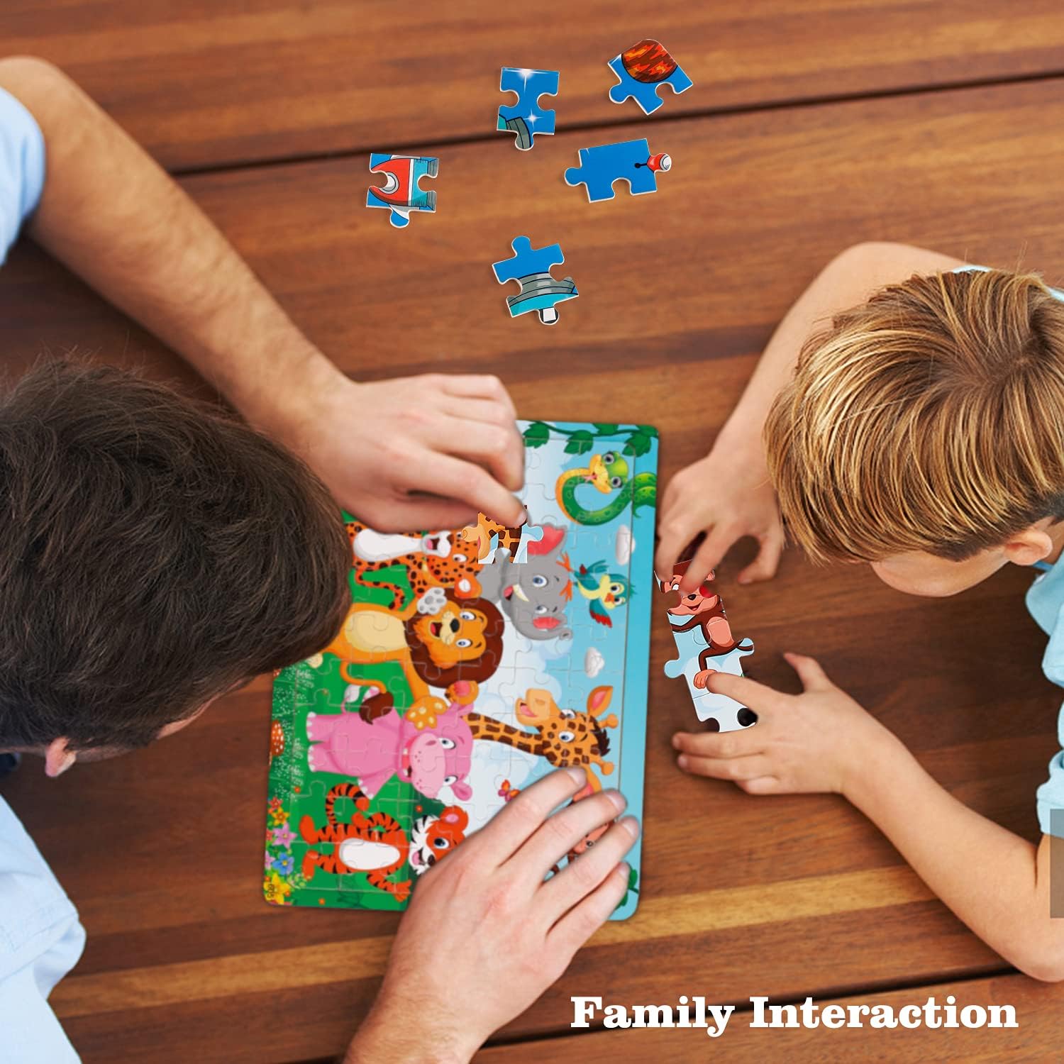 Kids Puzzles Set of 4-60 Pieces Wooden Jigsaw Puzzles Toys for 2-8 Boys and Girls, Preschool Educational - Animals, Insects, Farm, Planets – Ideal for Cognitive Development, Motoric Skills