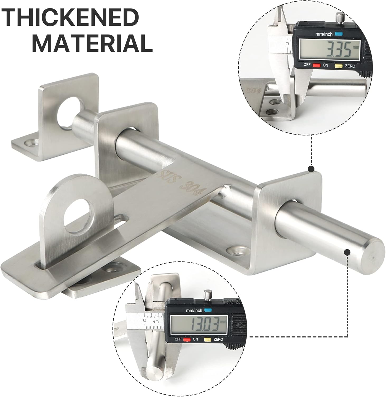 Padlock Latch,Lock for Bedroom Door,Gate Latch for Wooden Gates Garden Gate Lock Heavy Duty 304 Stainless Steel Solid Door Bolt 160MM Length(Brushed)
