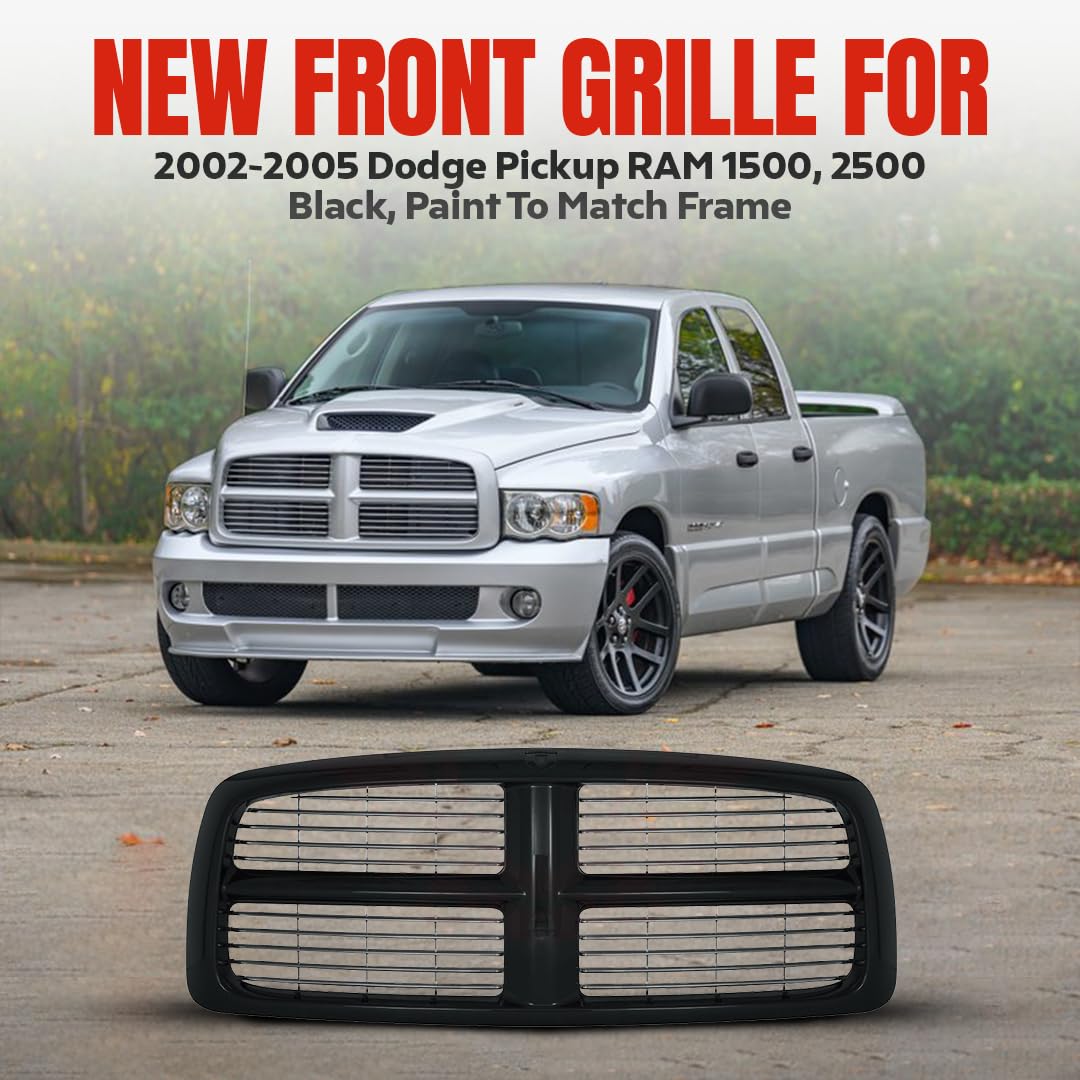 Amazon | 新しいフロントグリルfor 2002 – 2005 Dodge Ram 1500 2500