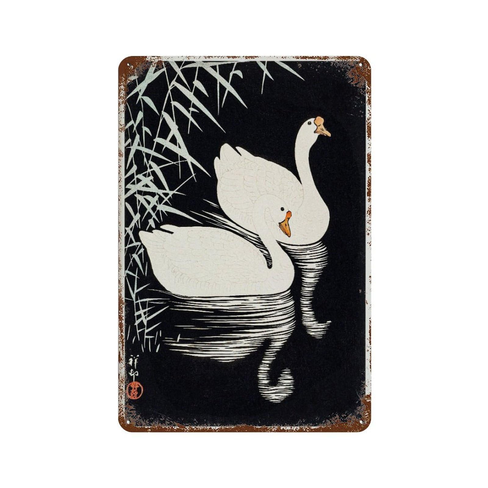 xiaoxiaoshen Japanese Geese Ohara Koson Wall Decor Art Metal Tin Poster Modern Home Decor Art Home Bar Shop Decorations Vintage Sign 30x20cm
