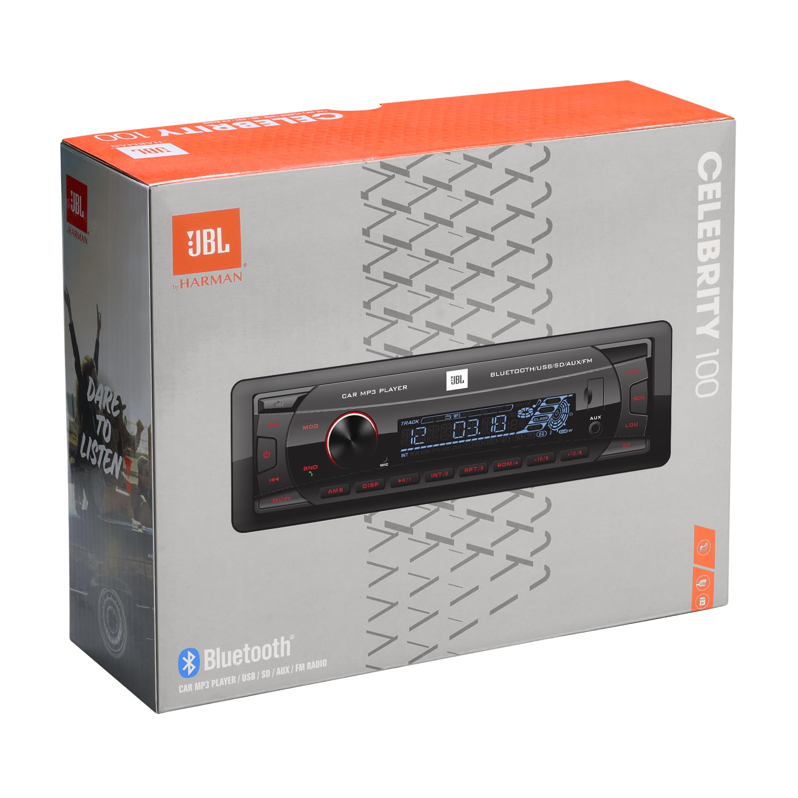 JBL Autoradio Bluetooth Voiture Celebrity 100 par Harman Kardon, Poste Radio 1 DIN, 4x50W, FM, Streaming Bluetooth, kit Main Libre Voiture, écran Amovible, USB, SD et AUX