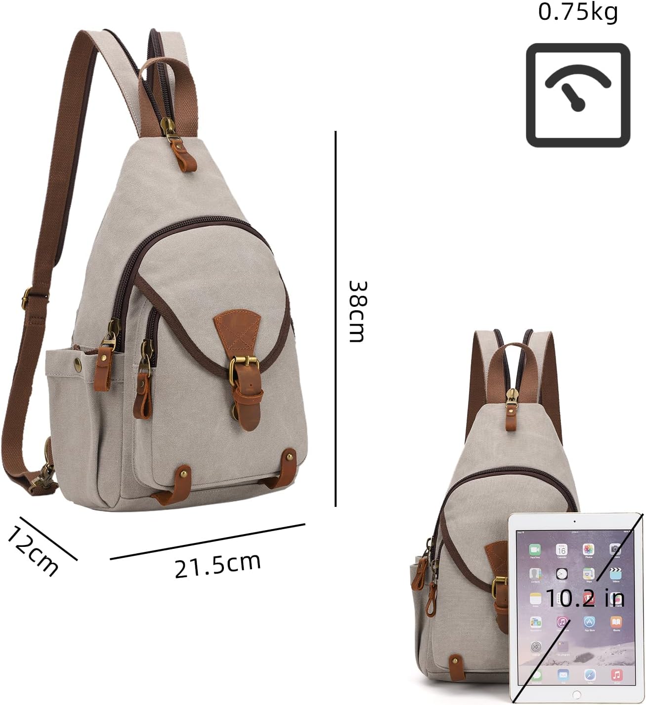 KouLi Buir Canvas Sling bag,Small Crossbody Backpack,Convertible Chest Bag Casual Daypack For Outdoor Cycling Hiking Travel - Image 3