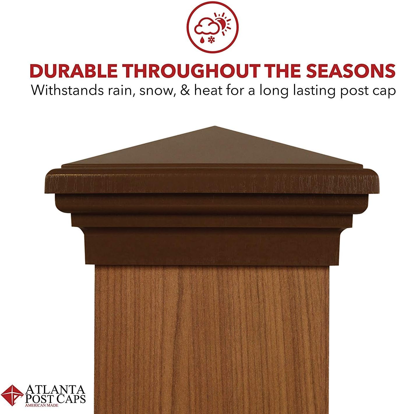 4x4 Post Cap (3.5) | (Case of 12) Brown New England Pyramid Style Square Top for Outdoor Fences, Mailboxes & Decks, by Atlanta Post Caps…