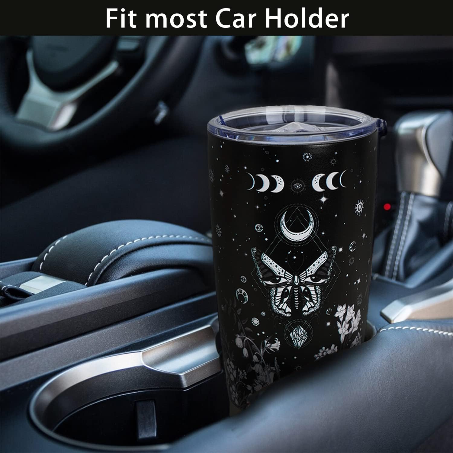 Goth Tumbler with Lid and Straw, 20oz Insulated Gothic Butterfly Tumbler, Witchy Stuff, Butterfly Coffee Mug, Halloween Gifts for Women, Reusable black Stainless Steel Tumbler Cups - Image 3