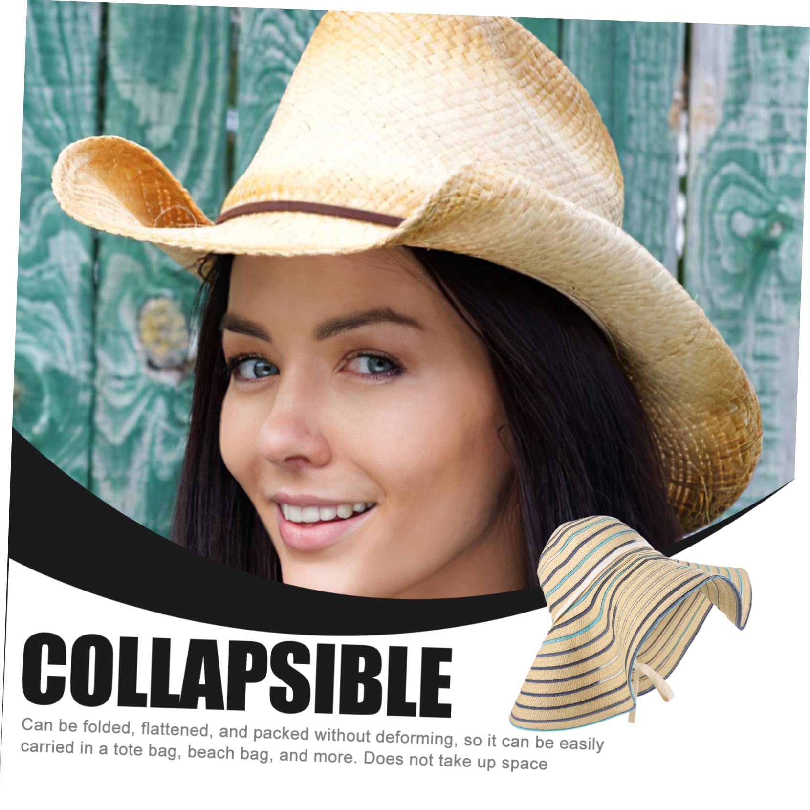 minkissy Chapeau Pare-Soleil Pliable à Large Bord en Paille pour Femme