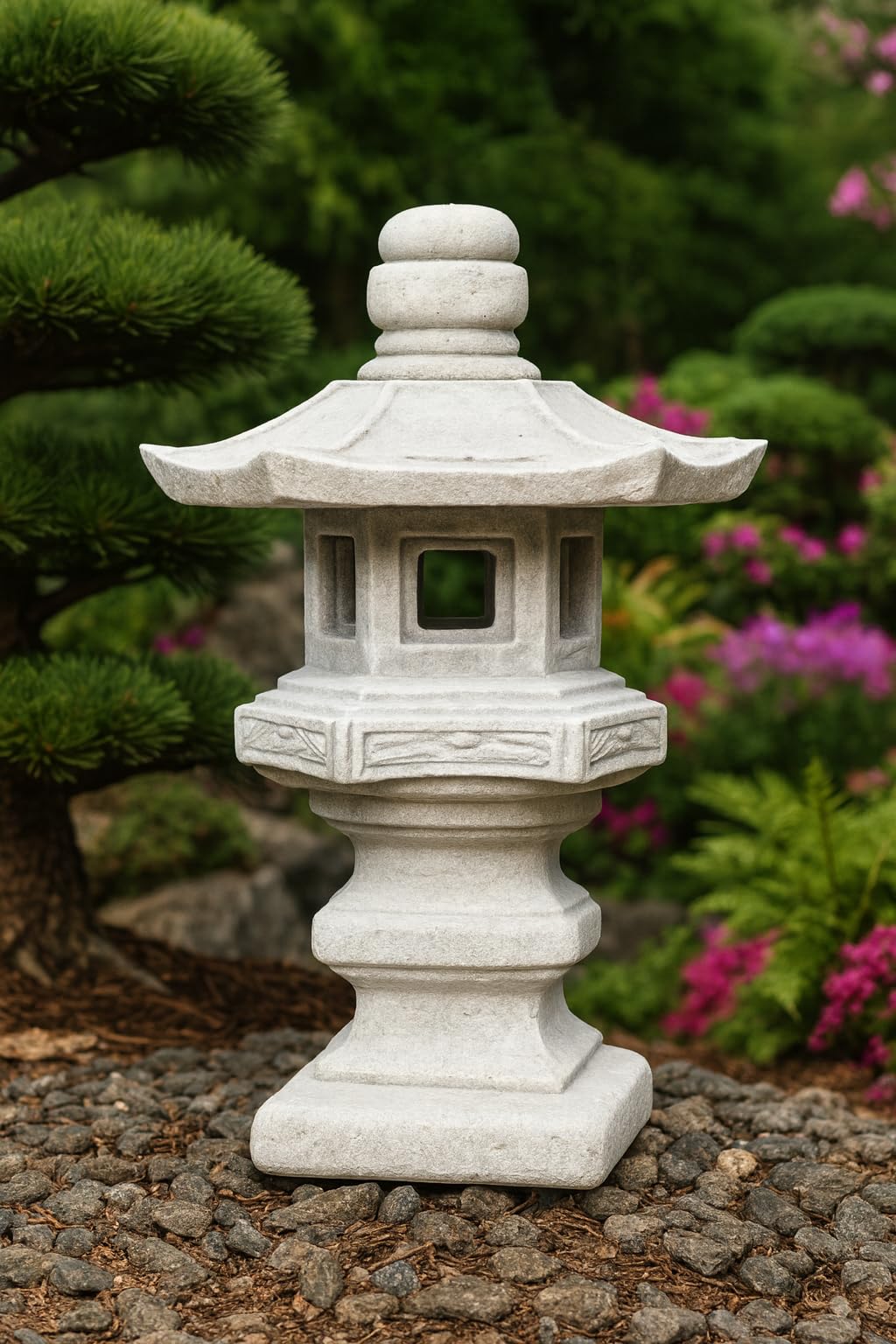 Pagoda/Lanterna "Dabotap" in stile giapponese per ornamento da giardino in pietra/cemento