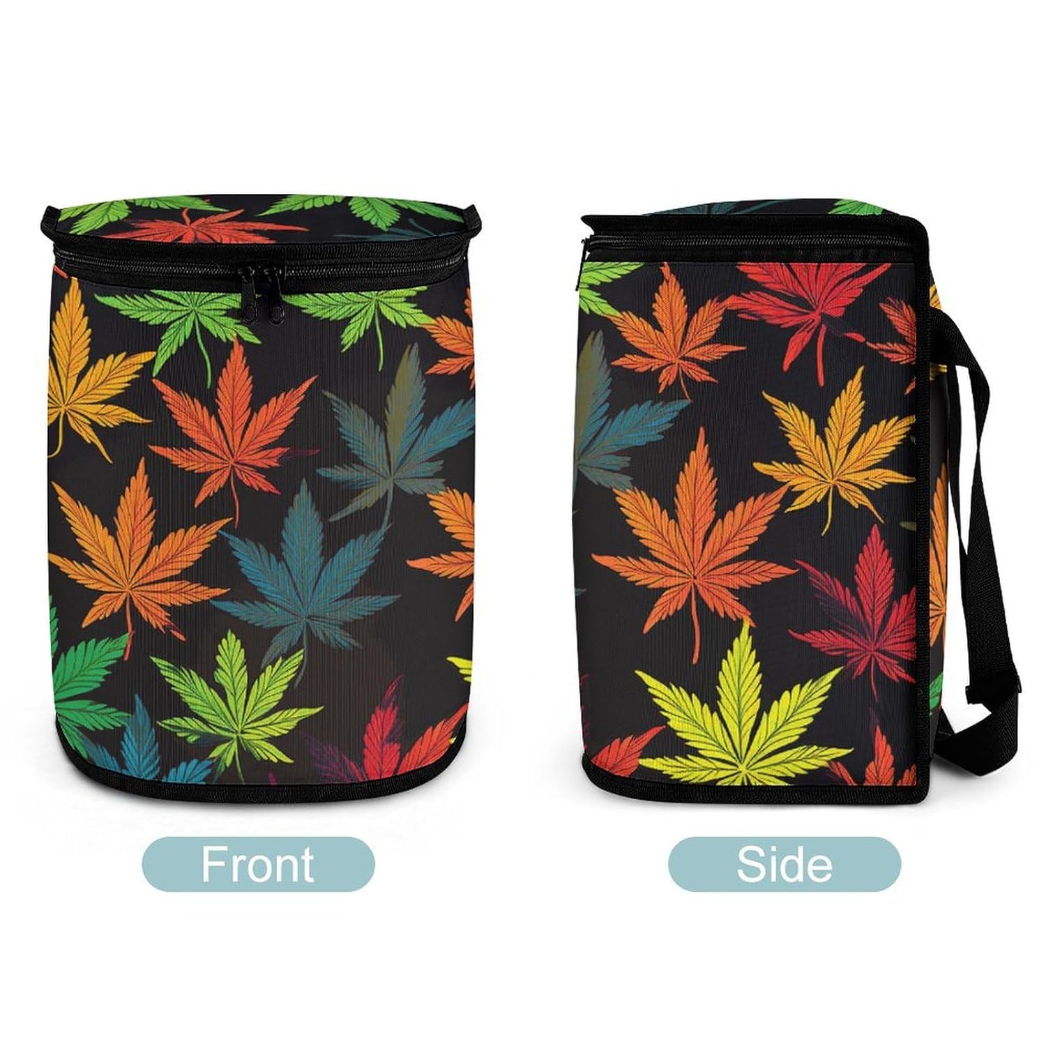 Hanging Car Trash Bag Colorful Cannabis Leaves Printed Car Garbage Storage Bag Leakproof Car Trash Can Portable Garbage Storage Bags