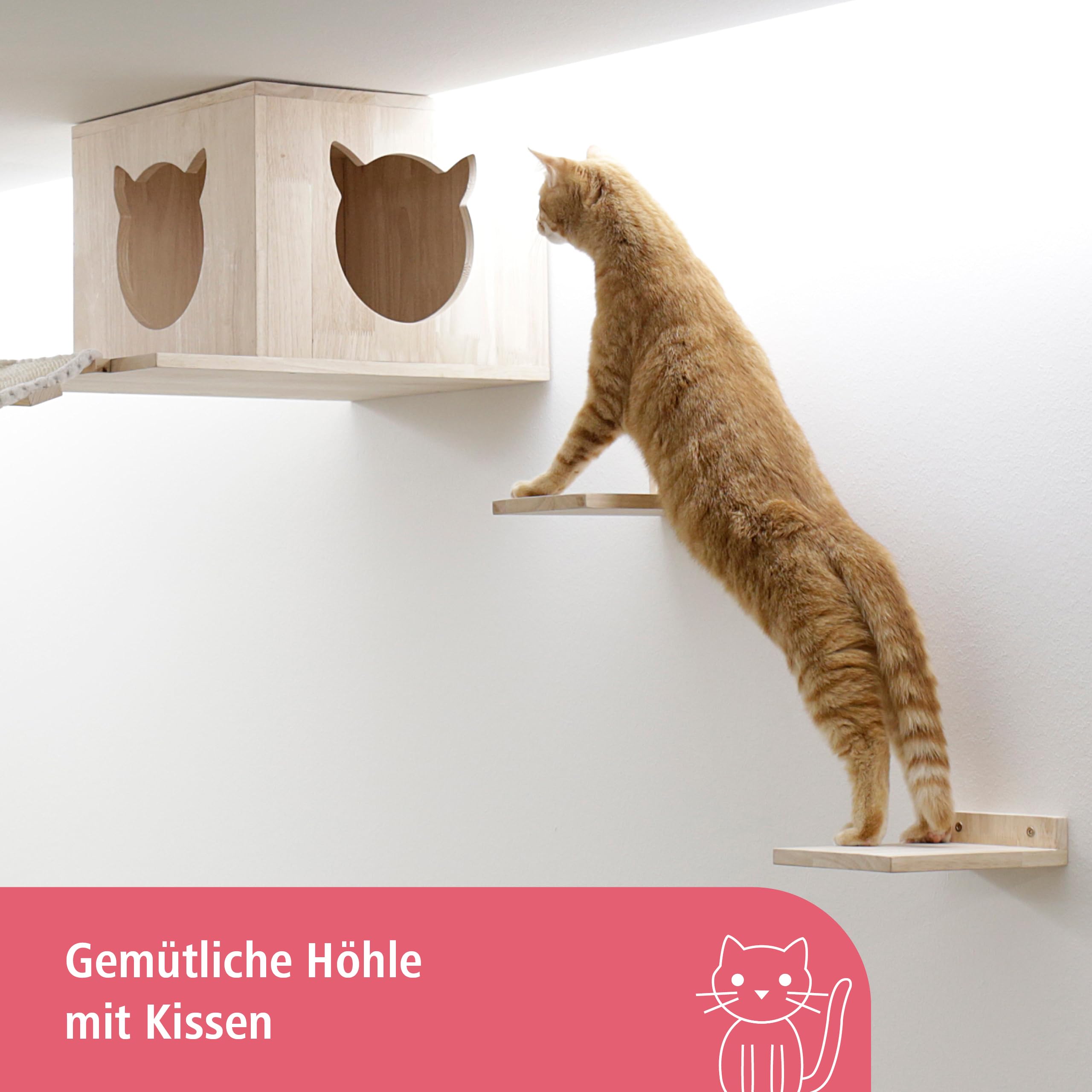 Kerbl Katzenspielplatz Top, Trittbretter Höhle Kissen Hängebrücke Liegefläche, 15x22 cm EU