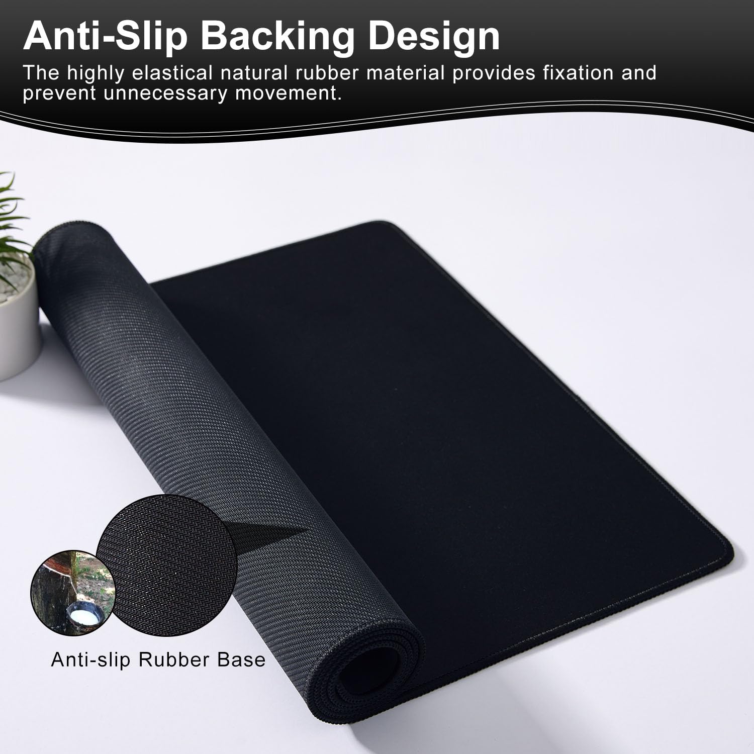 DOBAOJIA Mauspad Schwarz, Schreibtischunterlage Schwarz, Mauspad XL 700 x 300mm, Mausunterlage Groß, Gaming Mouse Pad, Auslaufsichere Oberfläche und rutschfester Boden - 5