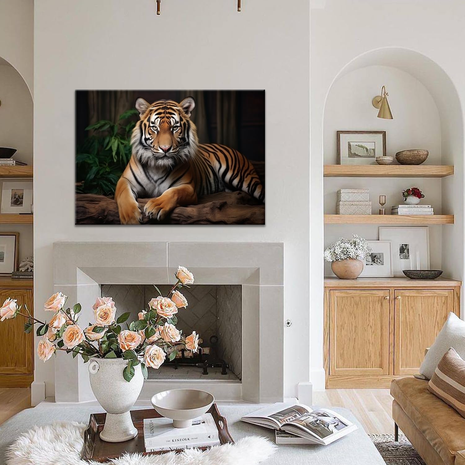 Tiger Wall Art Wild Animal Canvas Wall Art Tiger Pictures for Wall Painting Print on Canvas Framed Contemporary Art Poster for Men Boy Bedroom Home Decor,Ready to Hang