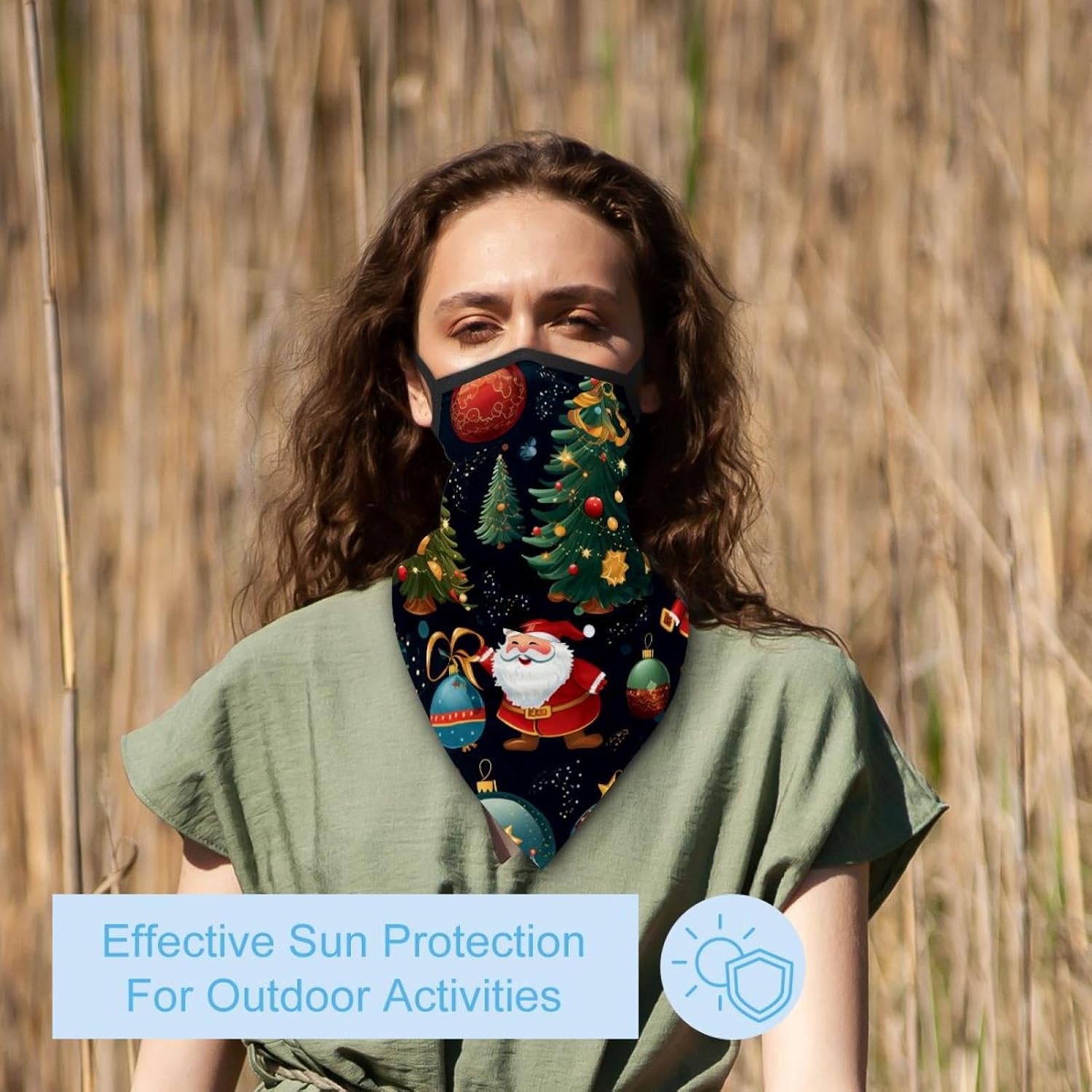 4 Pieces Christmas UV Protector Scarf, Summer Cooling Neck Gaiter for Men/Women