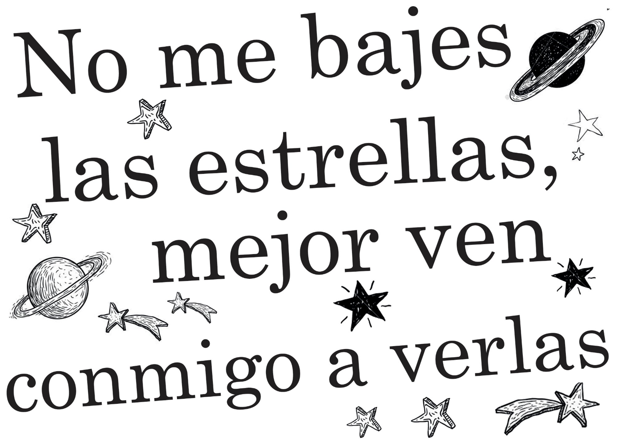 Plage Adhesive Wall Decoration with Design No Me Lower the Stars... Vinyl, Grey, 48 x 68 cm