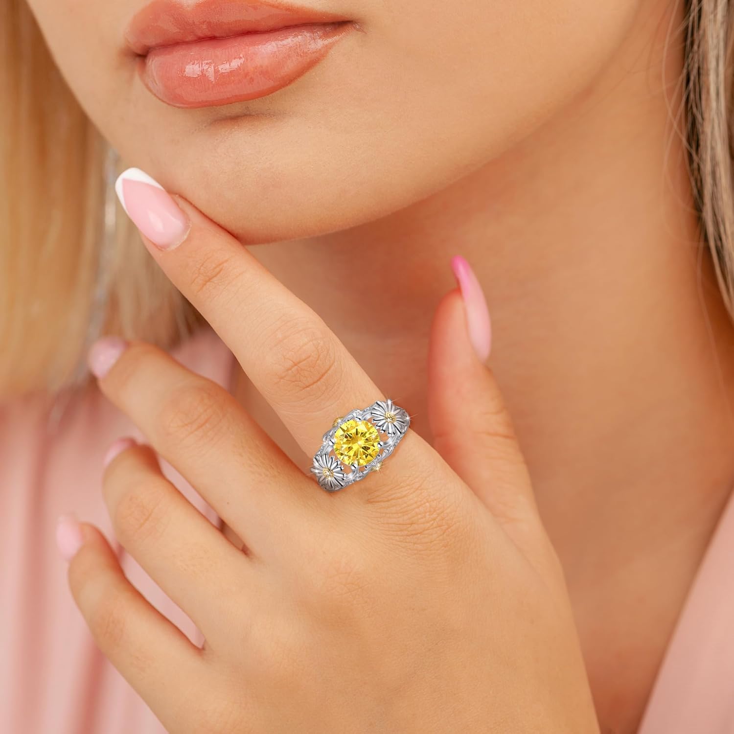 Sunflower Ring For Women, Sterling S925 Silver Daisy Flower Ring For Mother Daughter, Birthstone Birth Flower Ring, You Are My Sunshine - Image 6