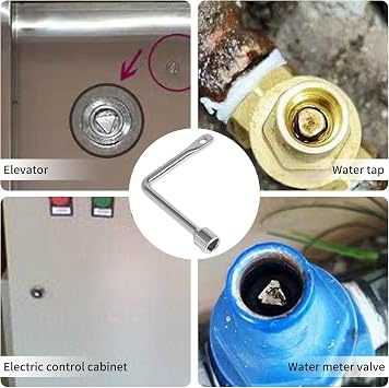 Garbage Bin Triangle Key, Practical L-Type Cabinet Key, Control Cabinet Key, Zinc Alloy L-Type Spanner Key for Gas Meter Box, Electric Control Cabinet, Elevator Door, Switch Control Cabinet Key
