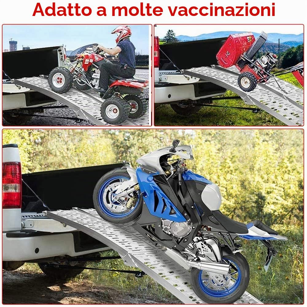 Gimisgu - Rampa di carico pieghevole in alluminio, 2 pezzi, antiscivolo, per auto, moto, rimorchi, tosaerba, 226 x 30,5 x 5,5 cm, max 340 kg