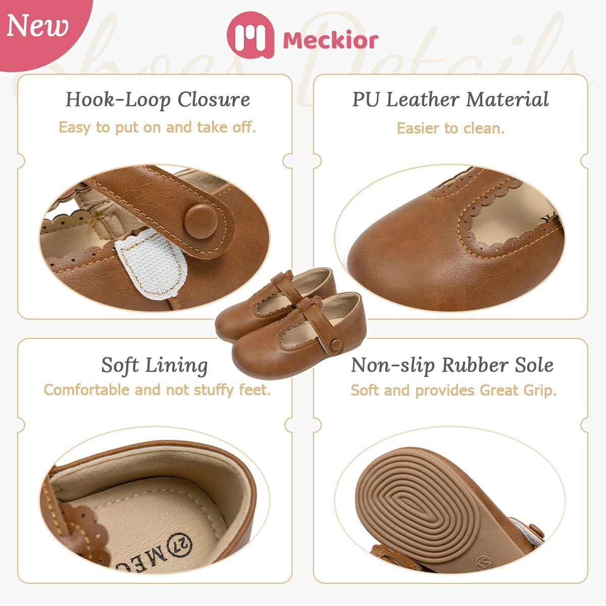 Meckior Toddler Little Girl Mary Jane Dress Shoes Ballet Flats for Girl Party School Shoes Bowknot Princess Shoes - Image 5