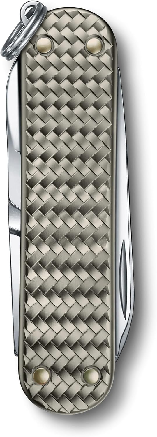 Victorinox Classic SD Precious Alox Swiss Army Knife, Compact 5 Function Swiss Made Pocket Knife with Small Blade, Screwdriver and Key Ring - Infinite Grey