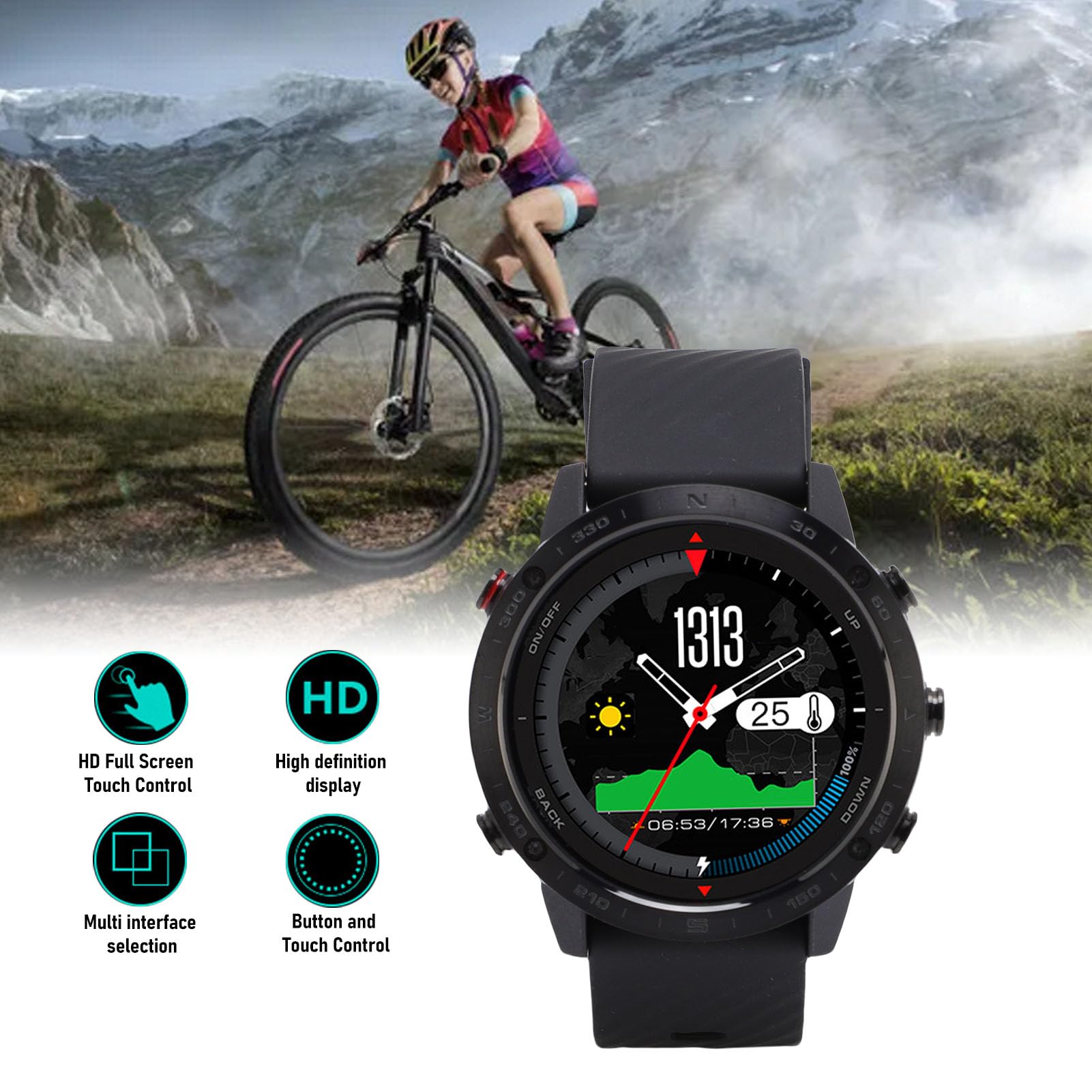 Smartwatch z Czujnikiem Głębokości, Wywołania Barometru i Powiadomienia Tekstowe Długie Baterie Sportowe Zegarek do Nurkowania, Pływania, Nurkowania