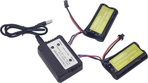 Miniatura 4 de Fytoo Batería de iones de litio de 7.4 V 2000 mAh con enchufe SM-2P con cargador 2 en 1 para skytech H101 H103 H105 RC barco y MN D9091, MN 9999s RC