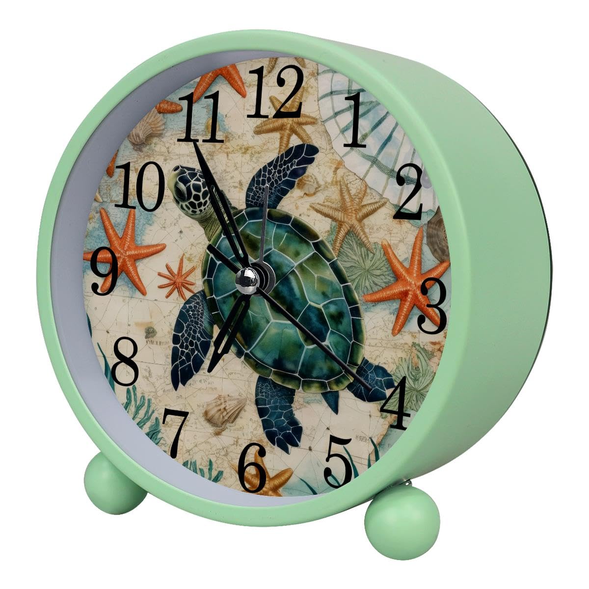 Luoweisi Alarm Clock Sea Turtle, Silent Non-Ticking with Night Light