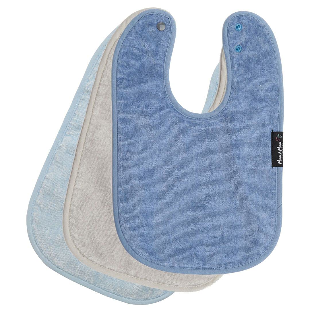 Mum2mum Blue Standard Wonder Bib Multipack In Denim/Baby /Stone