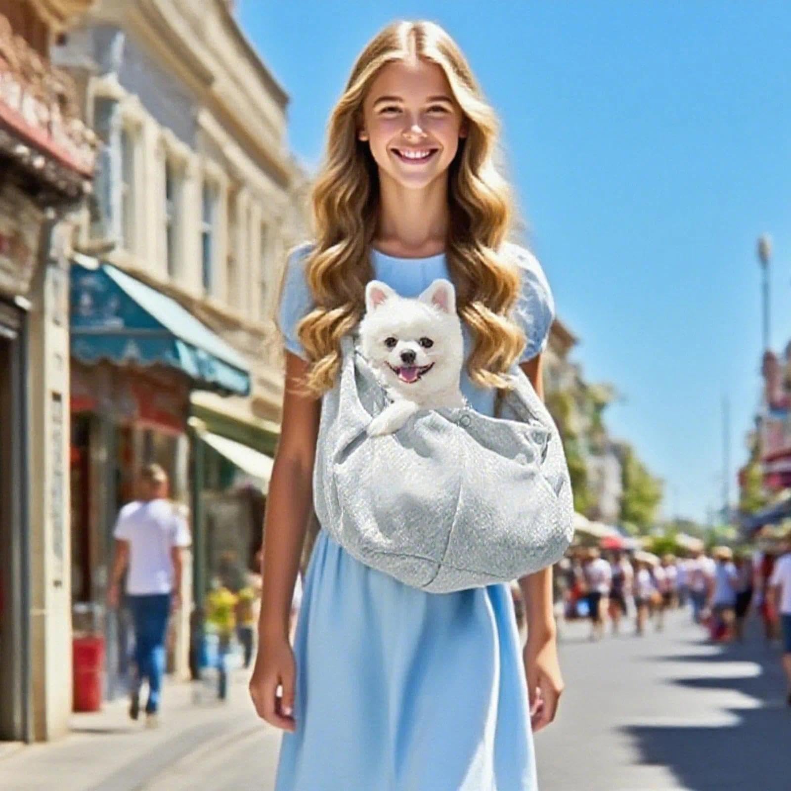 Écharpe de Transport pour Chien jusqu'à 7.5 kg - Gris - Sac à bandoulière pour Petits Chiens et Chats - Aide à Porter Respirante pour Les promenades, Les activités de Plein air et Les Voyages